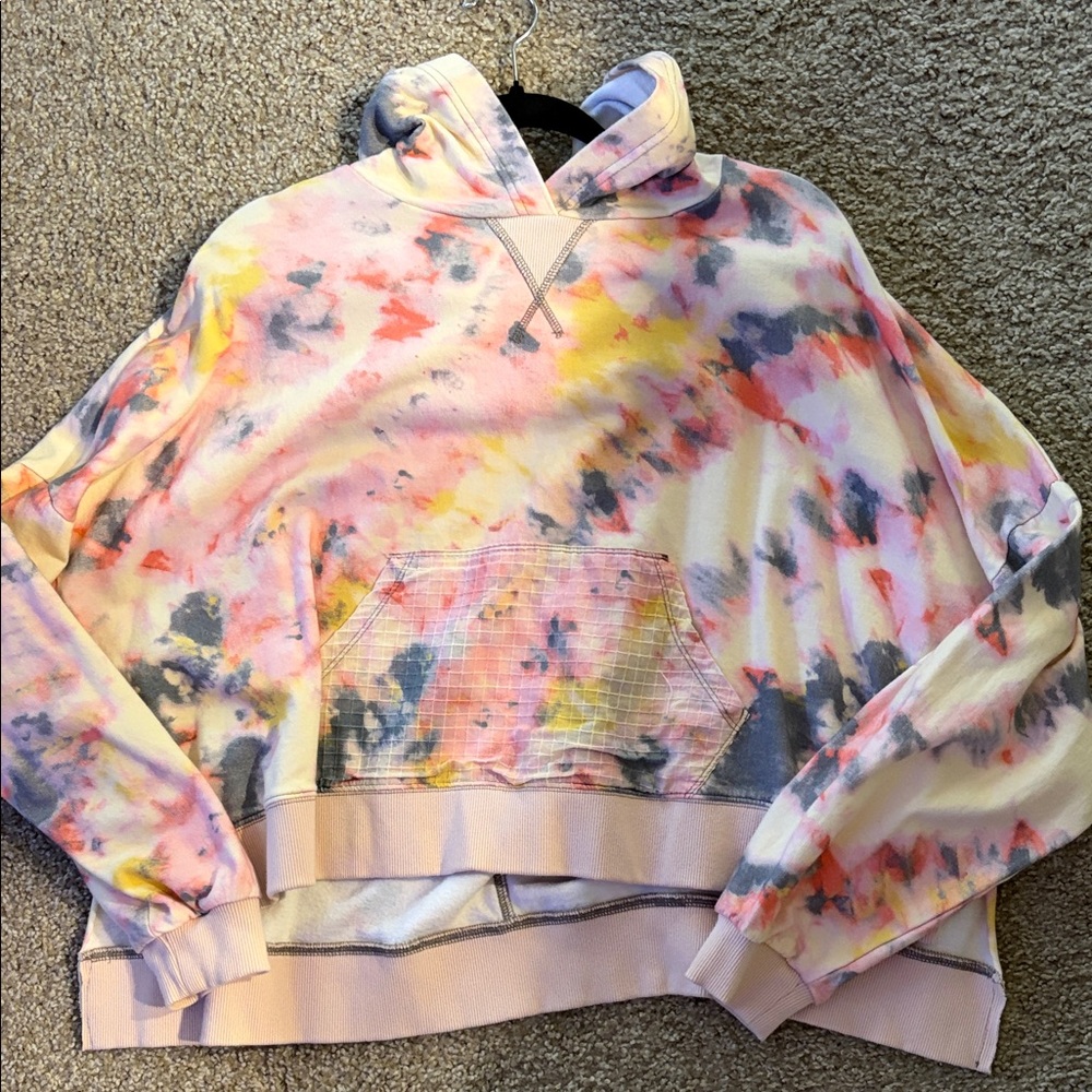 Urban Outfitters Pastel Tie-Dye Pullover Hoodie in Pink, Blue, Yellow, Gray